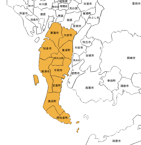 施工可能地域マップ -- 知多半島全域